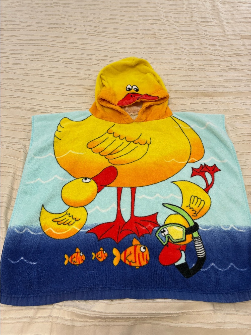 Toddler/ little Kids Yellow Duck Hooded Towel Poncho style 100% cotton